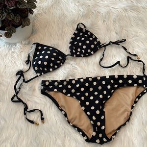J. Crew B&W Polka Dot String Bikini S Bottom, M Top EUC